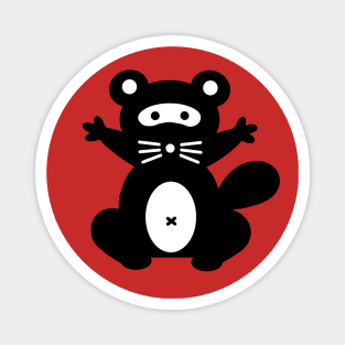 Black & White Ninja Raccoon / Tanuki Magnet